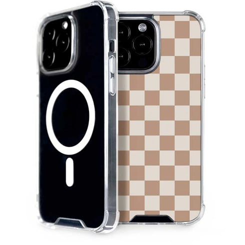 Neutral Checkered iPhone 15 Pro Max MagSafe Case